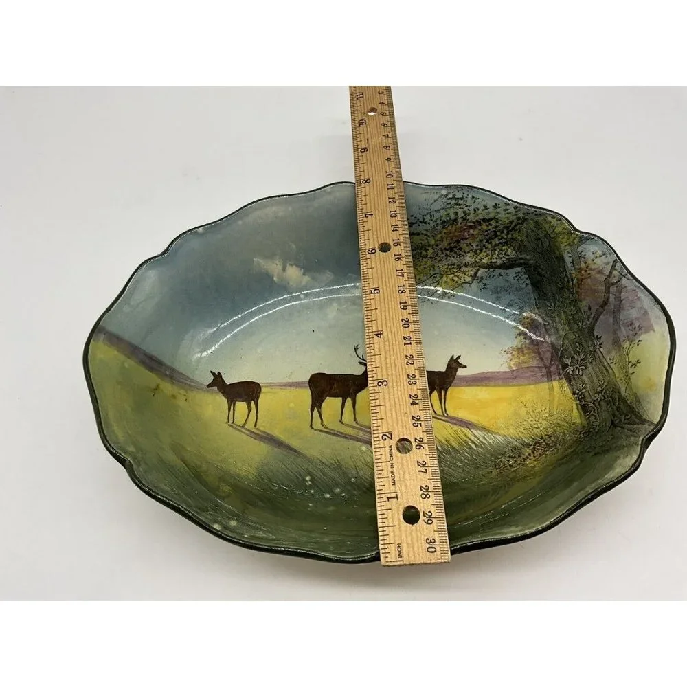 Royal Doultan Vintage Vegetable Serving Dish Deer Grazing Pattern 1927-1932